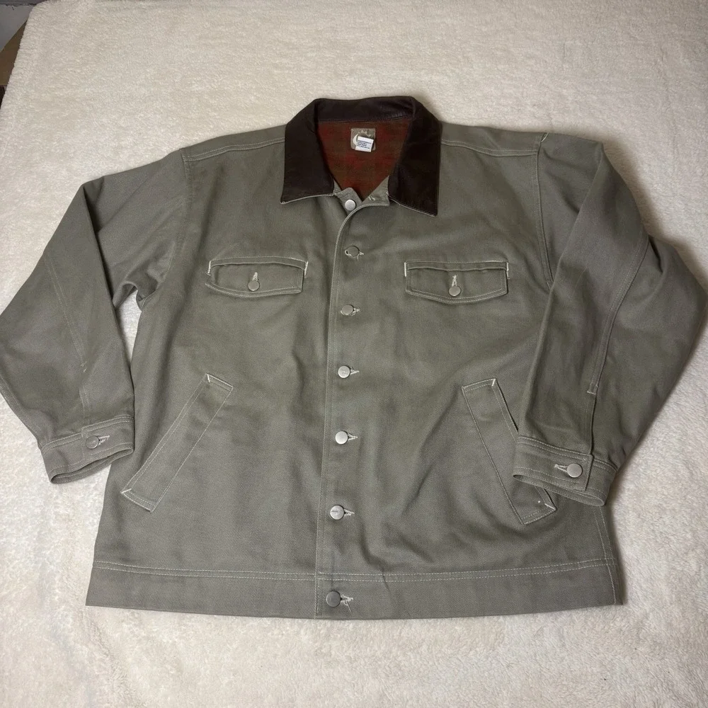 Vintage Marlboro Sun Moon XL Canvas Jacket Leather Collar Flannel Lined